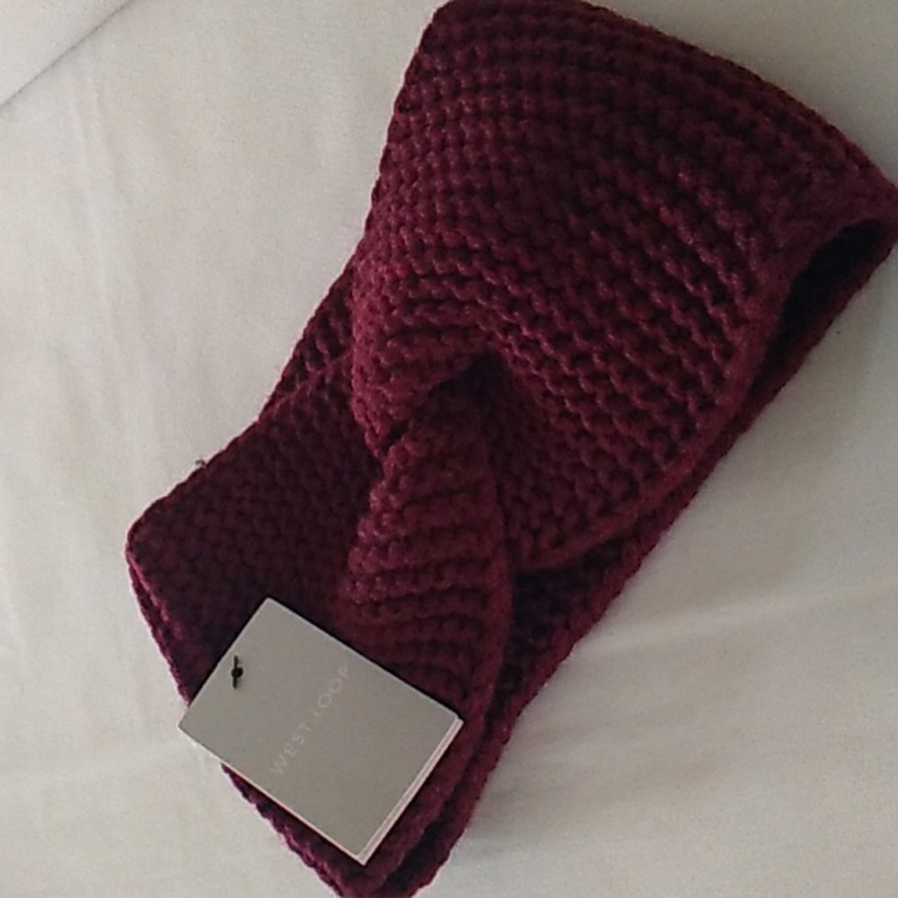 West Loop Women’s Knit Criss Cross Headband Burgundy